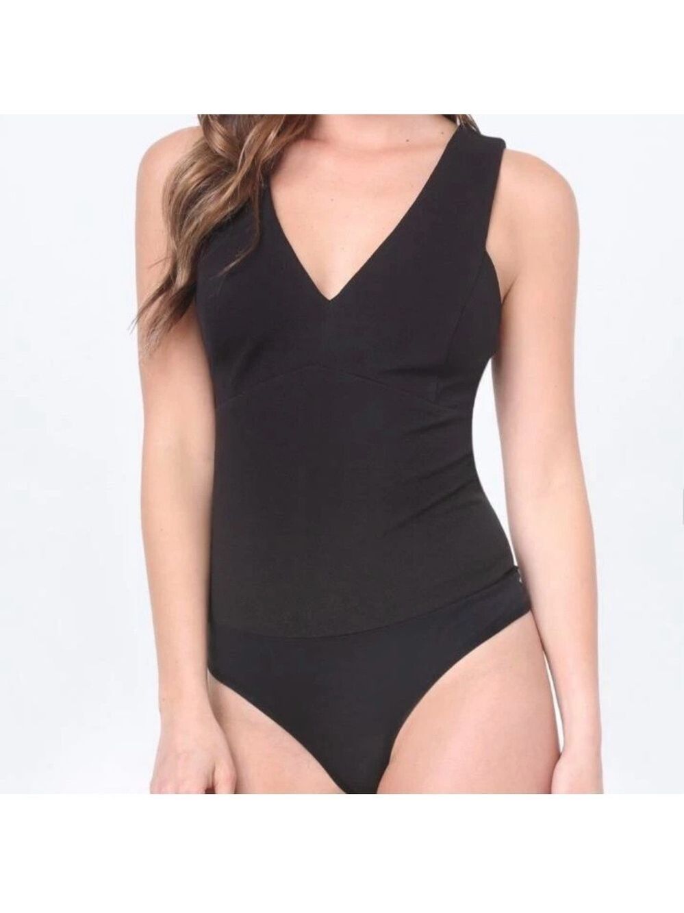 Bebe Black Sleeveless V-Neck Bodysuit Top - Picture 5 of 11